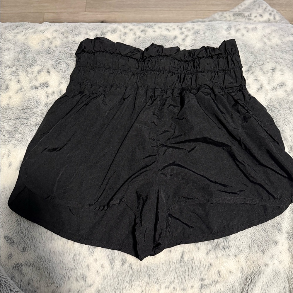 FP Movement by Free People Ruffled Black Athletic Shorts